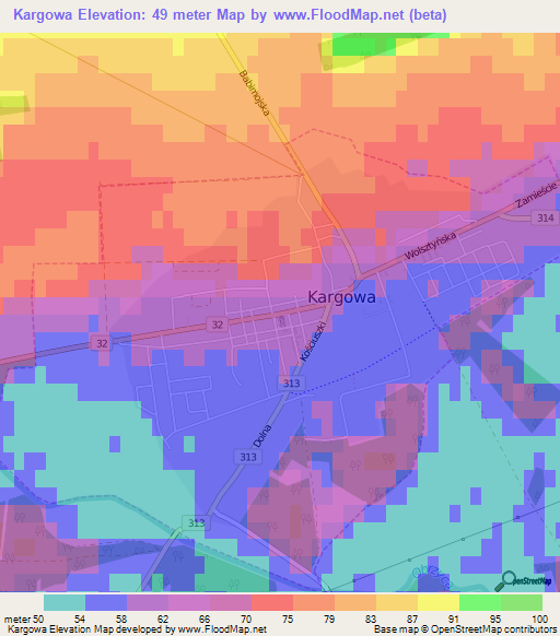 Kargowa,Poland Elevation Map