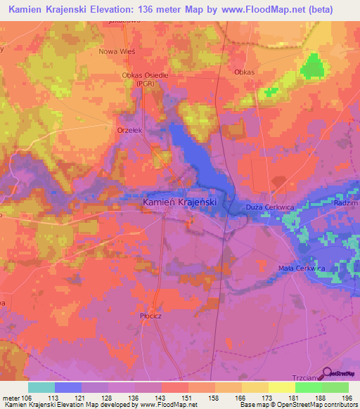 Kamien Krajenski,Poland Elevation Map