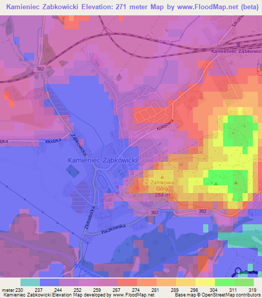 Kamieniec Zabkowicki,Poland Elevation Map