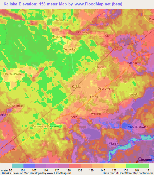 Kaliska,Poland Elevation Map