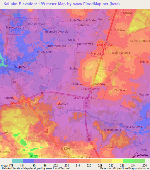 Kalinko,Poland Elevation Map