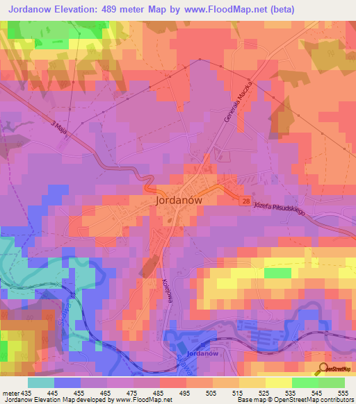 Jordanow,Poland Elevation Map