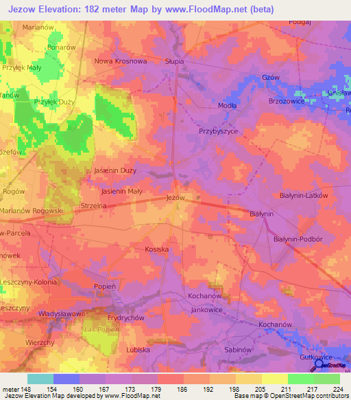Jezow,Poland Elevation Map