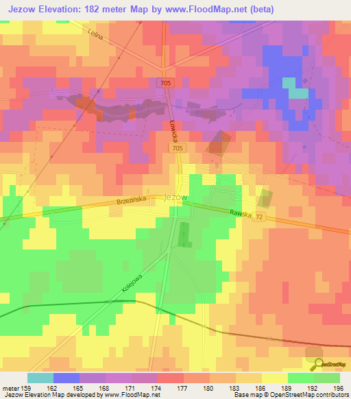 Jezow,Poland Elevation Map