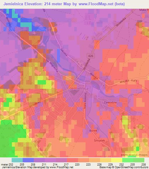 Jemielnica,Poland Elevation Map