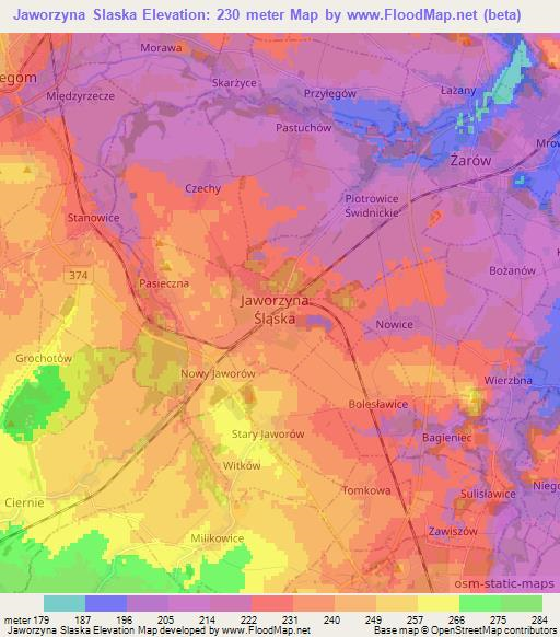 Jaworzyna Slaska,Poland Elevation Map