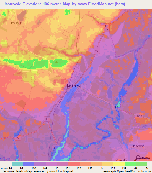Jastrowie,Poland Elevation Map