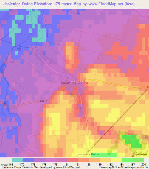 Jasienica Dolna,Poland Elevation Map