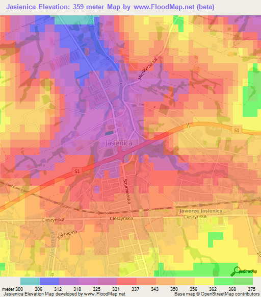 Jasienica,Poland Elevation Map