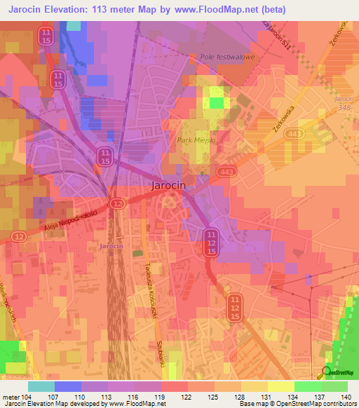 Jarocin,Poland Elevation Map
