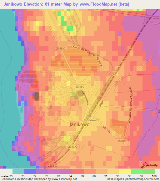 Janikowo,Poland Elevation Map