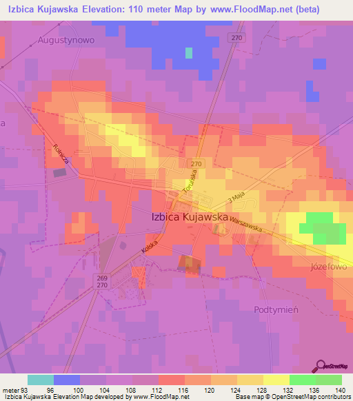 Izbica Kujawska,Poland Elevation Map
