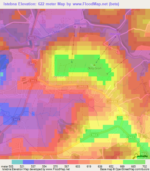 Istebna,Poland Elevation Map