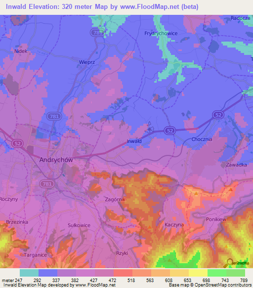 Inwald,Poland Elevation Map