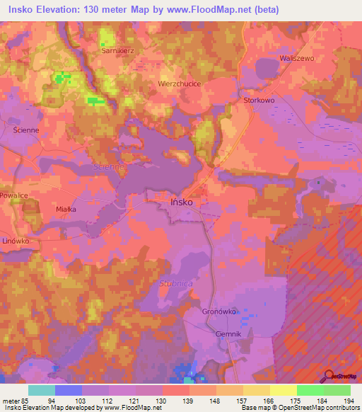 Insko,Poland Elevation Map