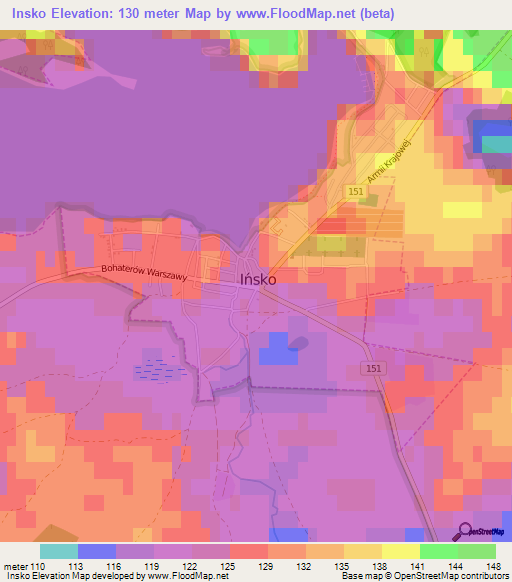 Insko,Poland Elevation Map