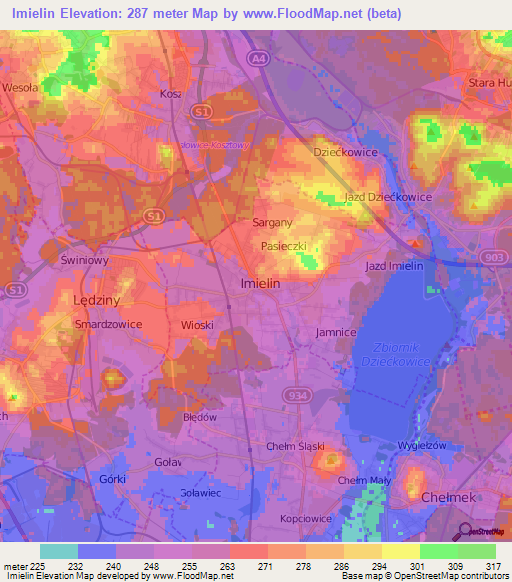 Imielin,Poland Elevation Map