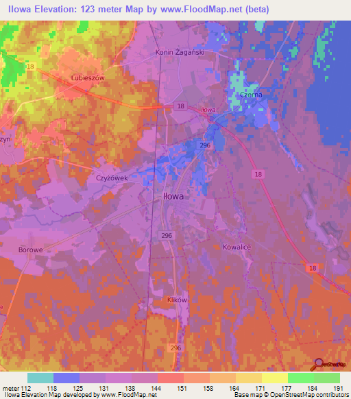 Ilowa,Poland Elevation Map
