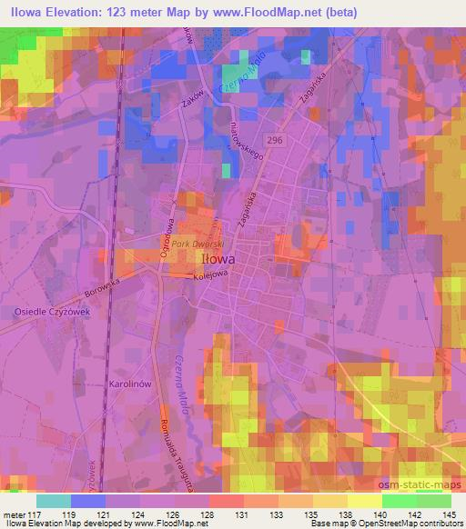 Ilowa,Poland Elevation Map