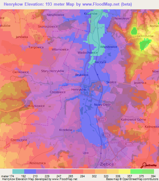Henrykow,Poland Elevation Map