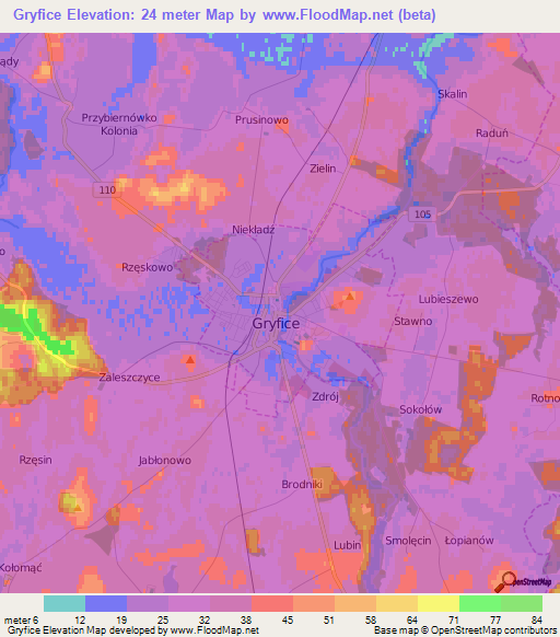 Gryfice,Poland Elevation Map