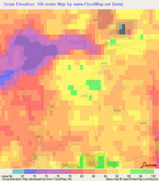 Gruta,Poland Elevation Map