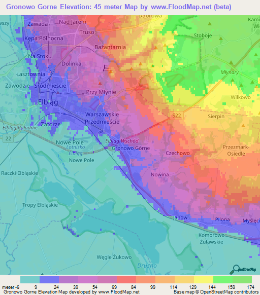 Gronowo Gorne,Poland Elevation Map