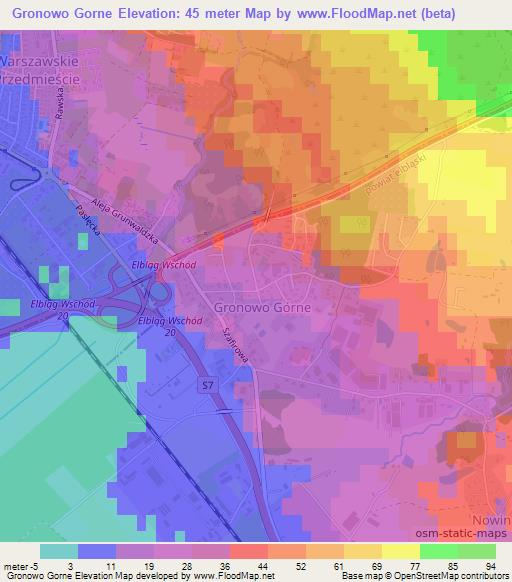 Gronowo Gorne,Poland Elevation Map