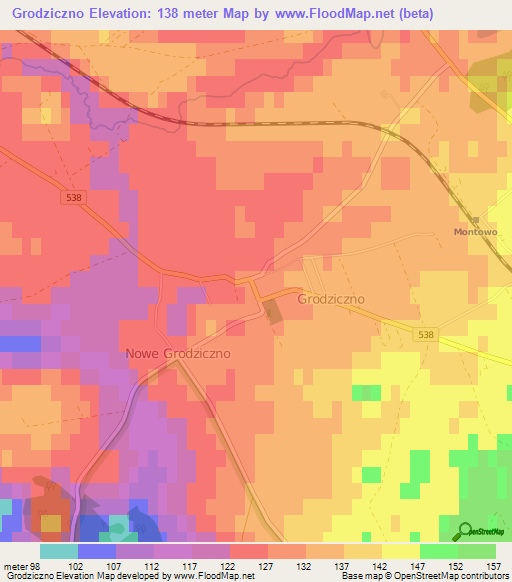 Grodziczno,Poland Elevation Map