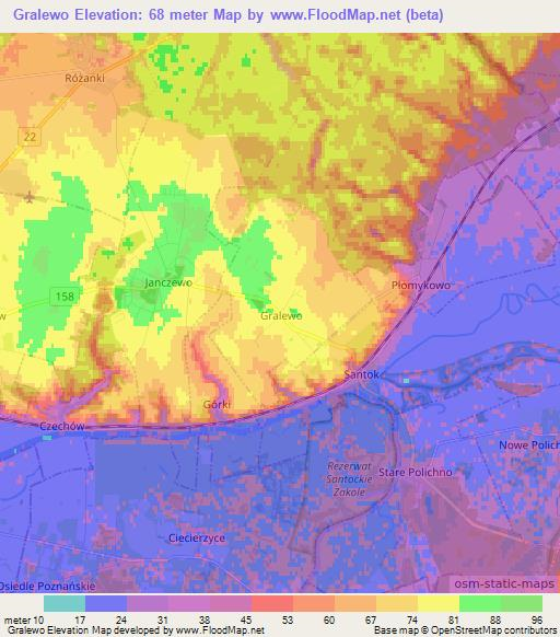 Gralewo,Poland Elevation Map