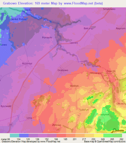 Grabowo,Poland Elevation Map