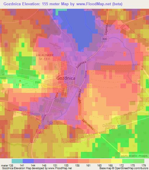 Gozdnica,Poland Elevation Map