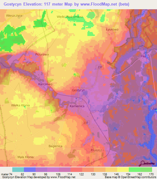 Gostycyn,Poland Elevation Map
