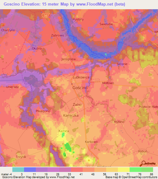 Goscino,Poland Elevation Map