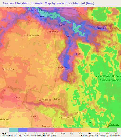 Gorzno,Poland Elevation Map
