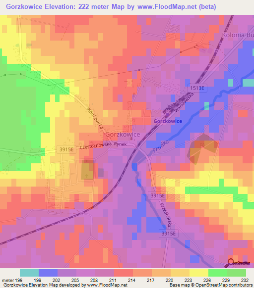 Gorzkowice,Poland Elevation Map