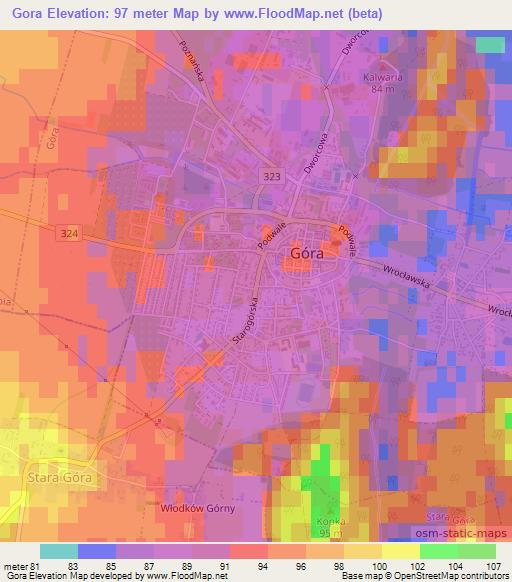 Gora,Poland Elevation Map