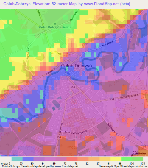 Golub-Dobrzyn,Poland Elevation Map
