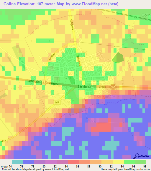Golina,Poland Elevation Map