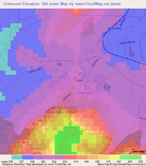 Goleszow,Poland Elevation Map