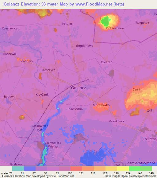 Golancz,Poland Elevation Map