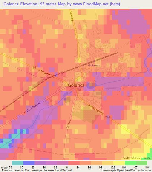 Golancz,Poland Elevation Map