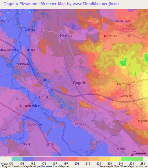 Gogolin,Poland Elevation Map