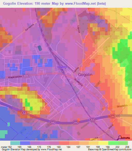 Gogolin,Poland Elevation Map