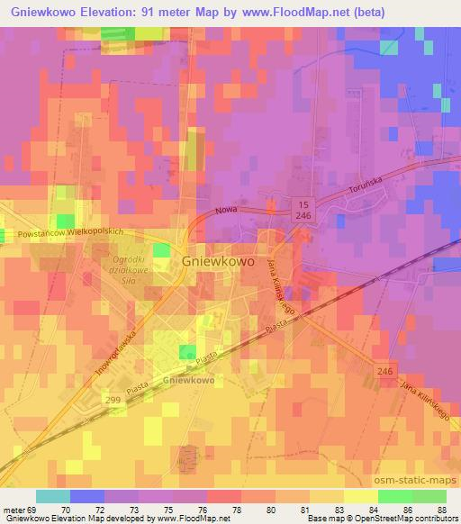 Gniewkowo,Poland Elevation Map