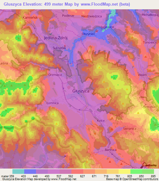 Gluszyca,Poland Elevation Map