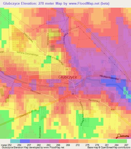 Glubczyce,Poland Elevation Map