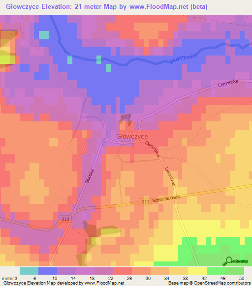 Glowczyce,Poland Elevation Map