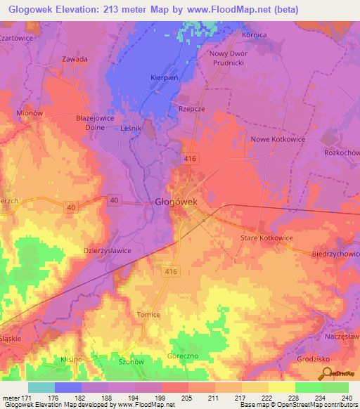 Glogowek,Poland Elevation Map