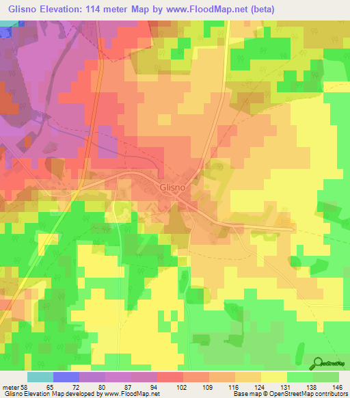 Glisno,Poland Elevation Map